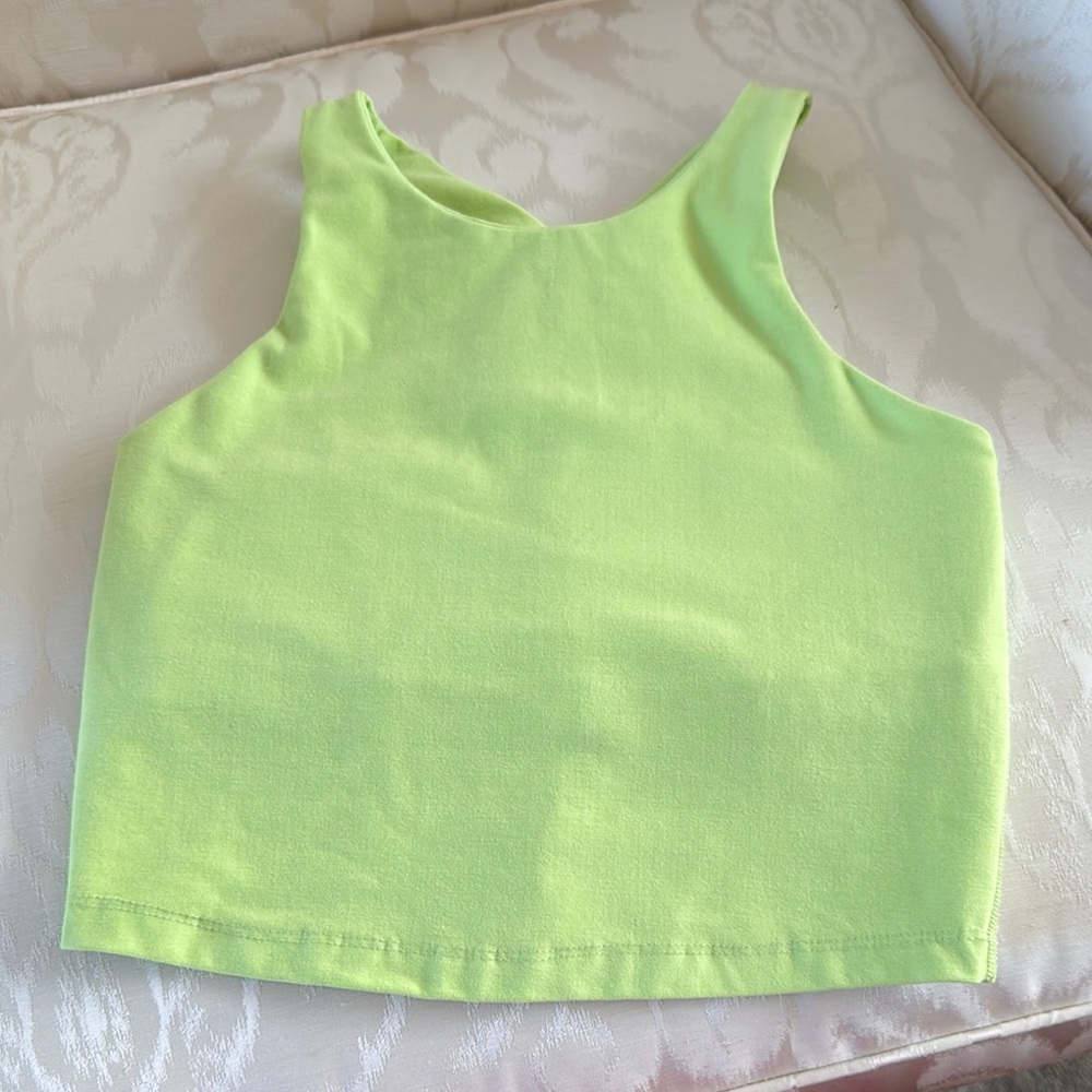 Beyond Yoga Spacedye Refocus Cropped top in lime green, Small
